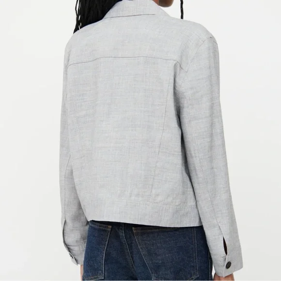 THEORY Melange Linen Eco Denim Sharkskin Gray Blazer Button Down Jacket Top